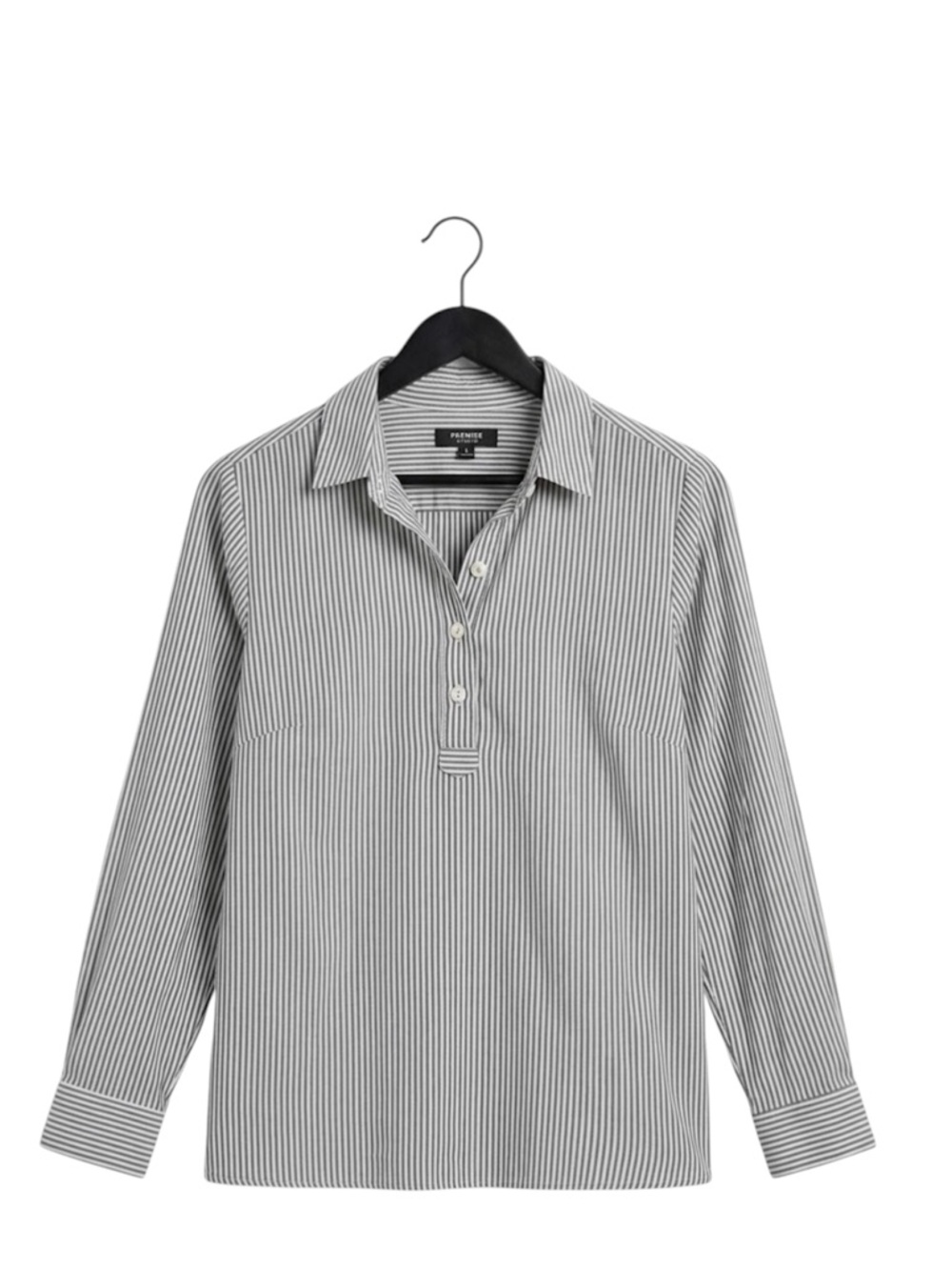 Navy and White Striped Casual Shirt